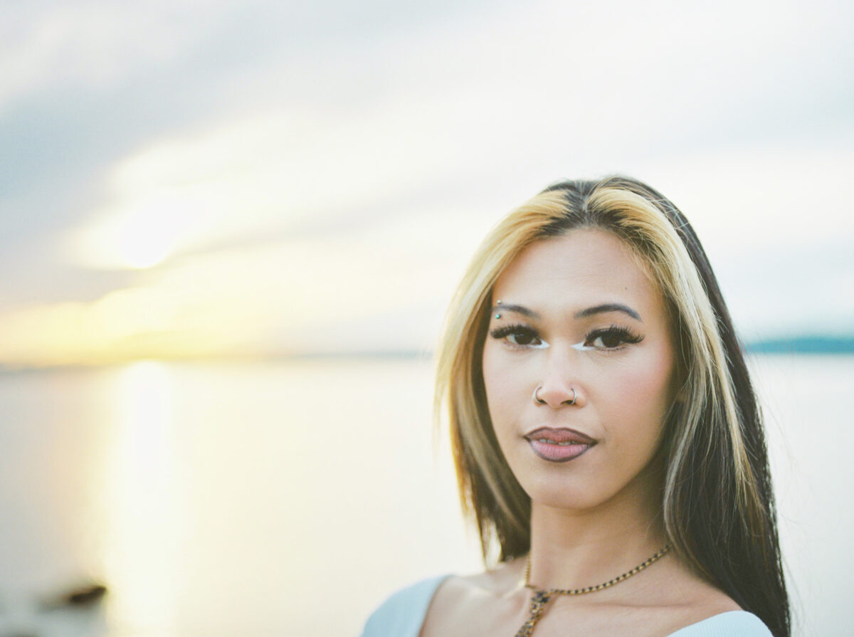 An over-exposed portrait with medium format film./ 