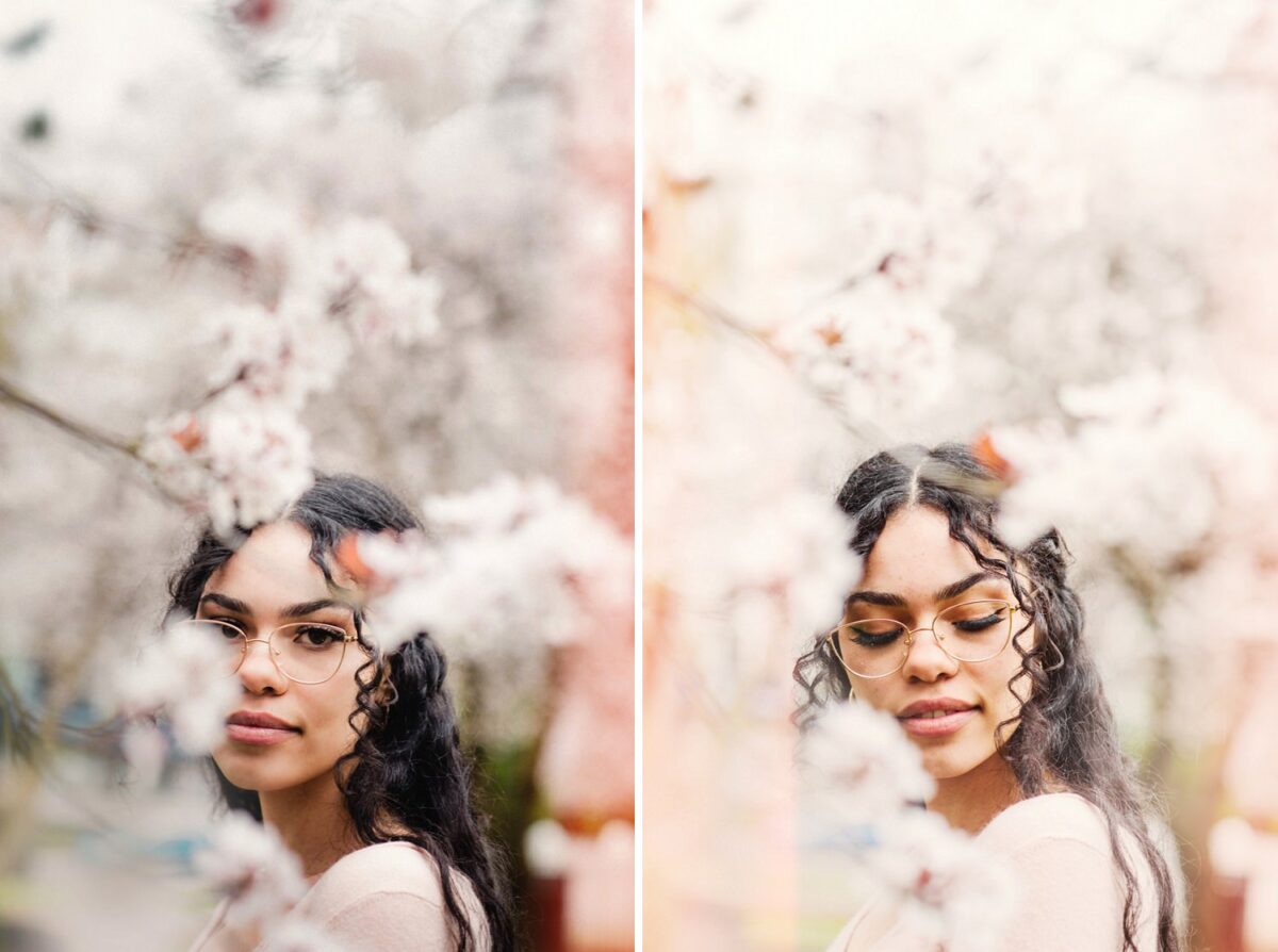 Thunderbird park cherry blossoms fashion photography.