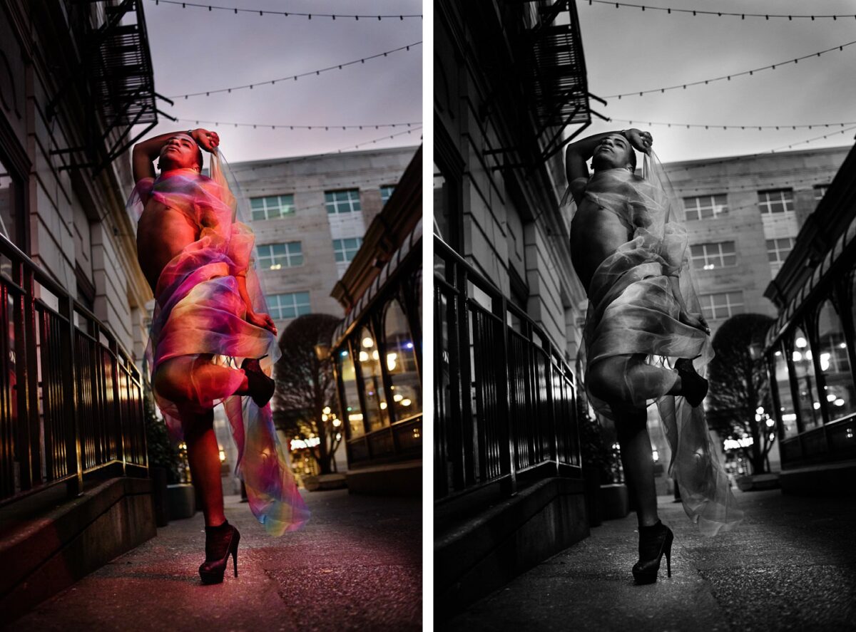 Seagirl's fashion model portrait shoot at Trounce Alley in Victoria BC