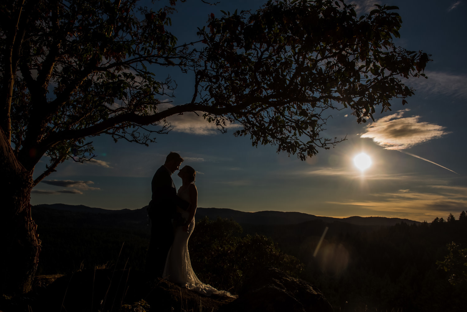 A Victoria BC sunset wedding with a view of Thetis Lake.