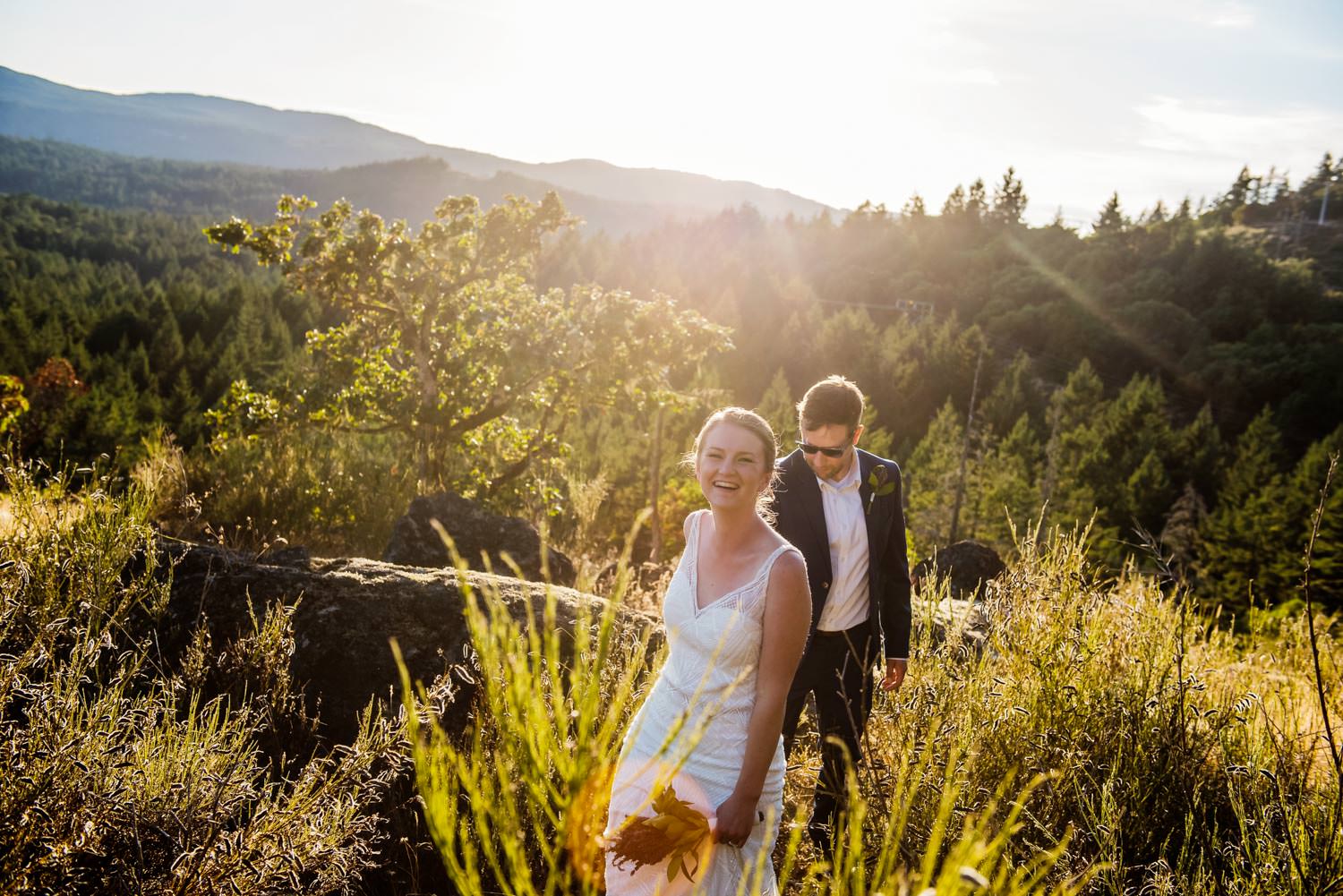 A sunset wedding in Victoria BC at Thetis Lake Regional Park