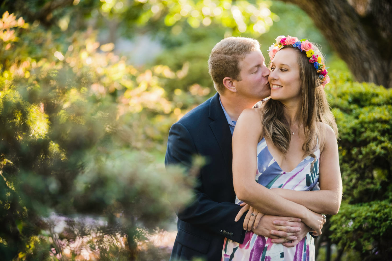 Abkhazi Garden Wedding with flower crown in Victoria BC