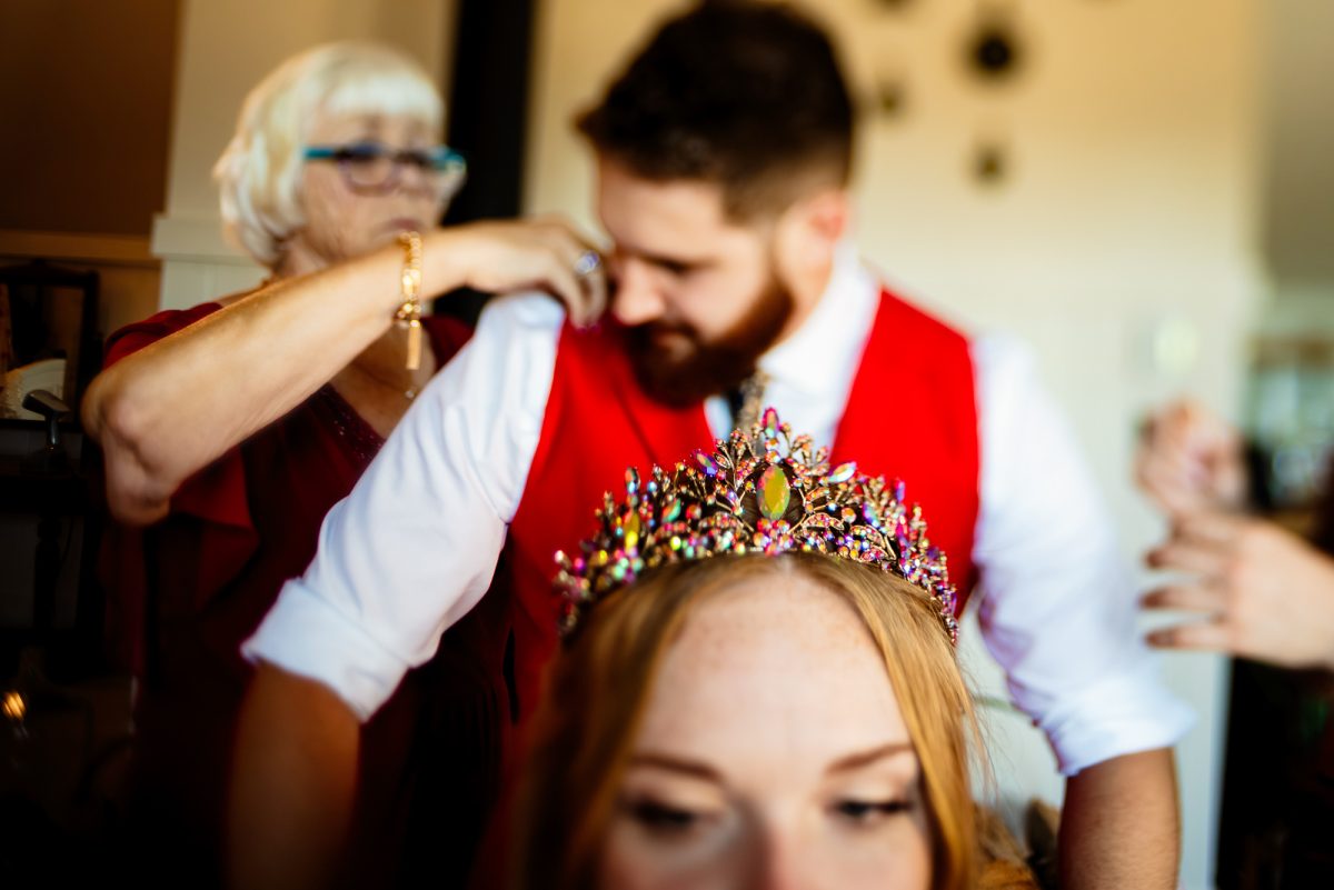 Wedding image of a red tiara photographed with the Baby Composer Pro