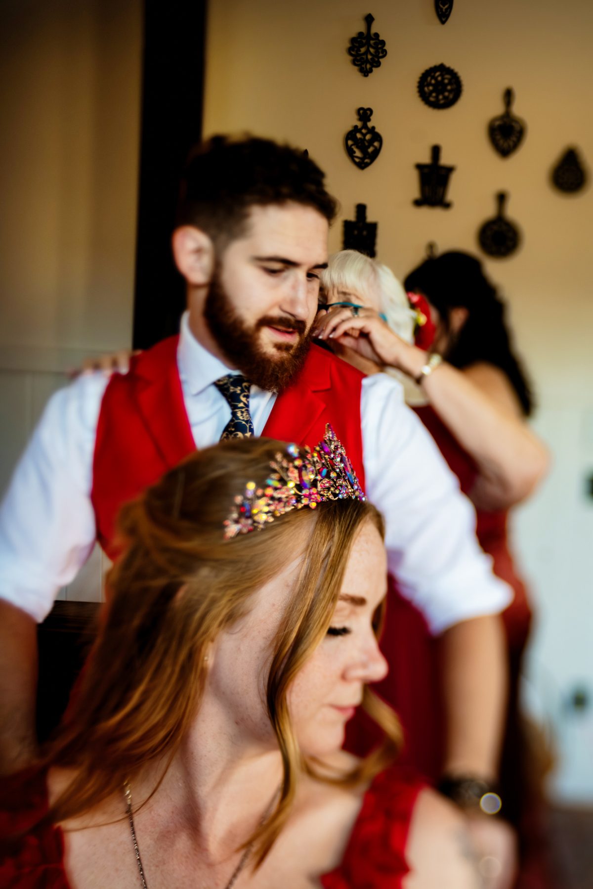 Wedding image of a red tiara photographed with the Baby Composer Pro