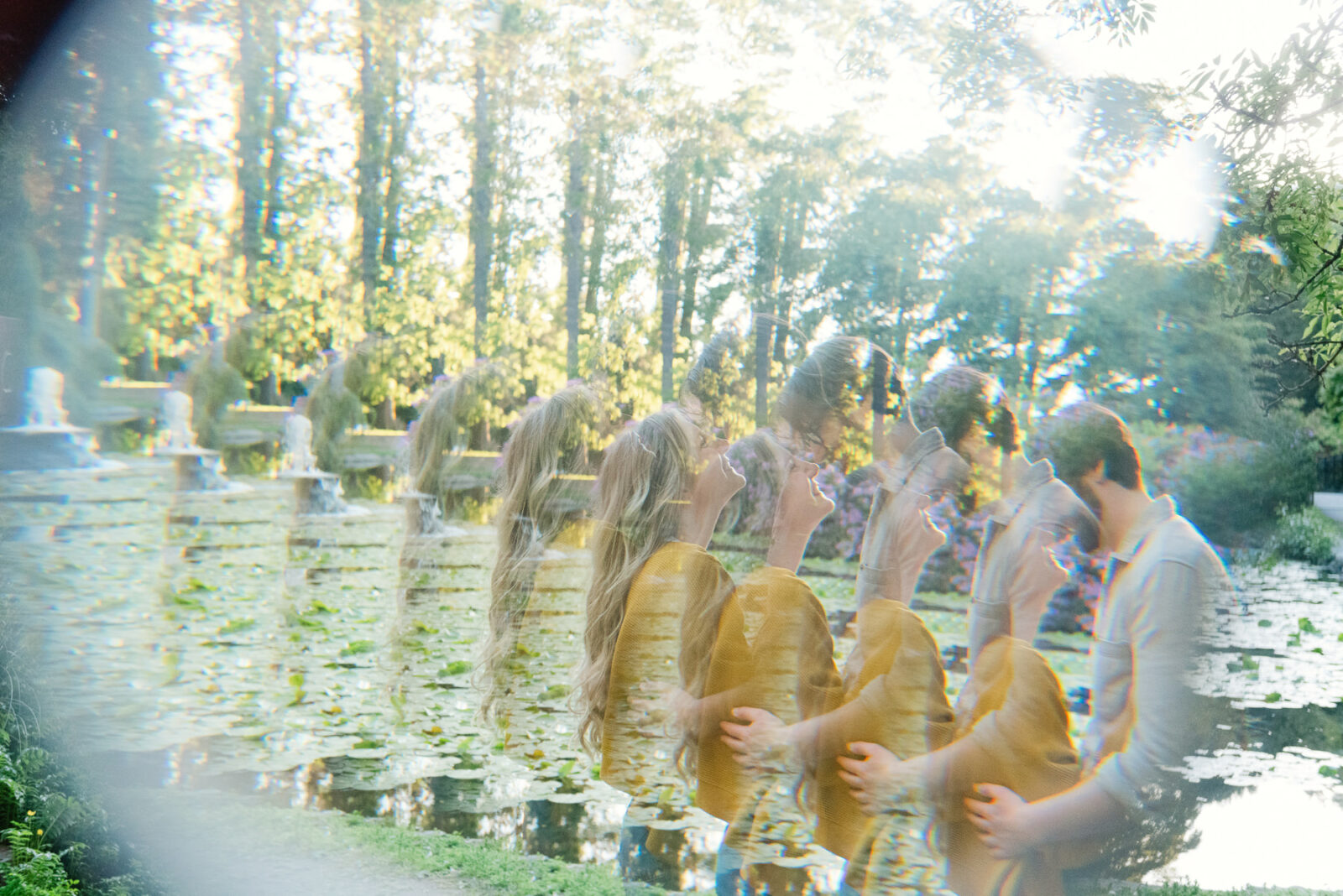 A kaleidoscope special effect filter photo of an engaged couple in Victoria BC