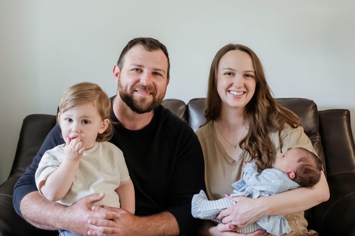 Newborn baby and big brother portraits at home in Victoria BC.